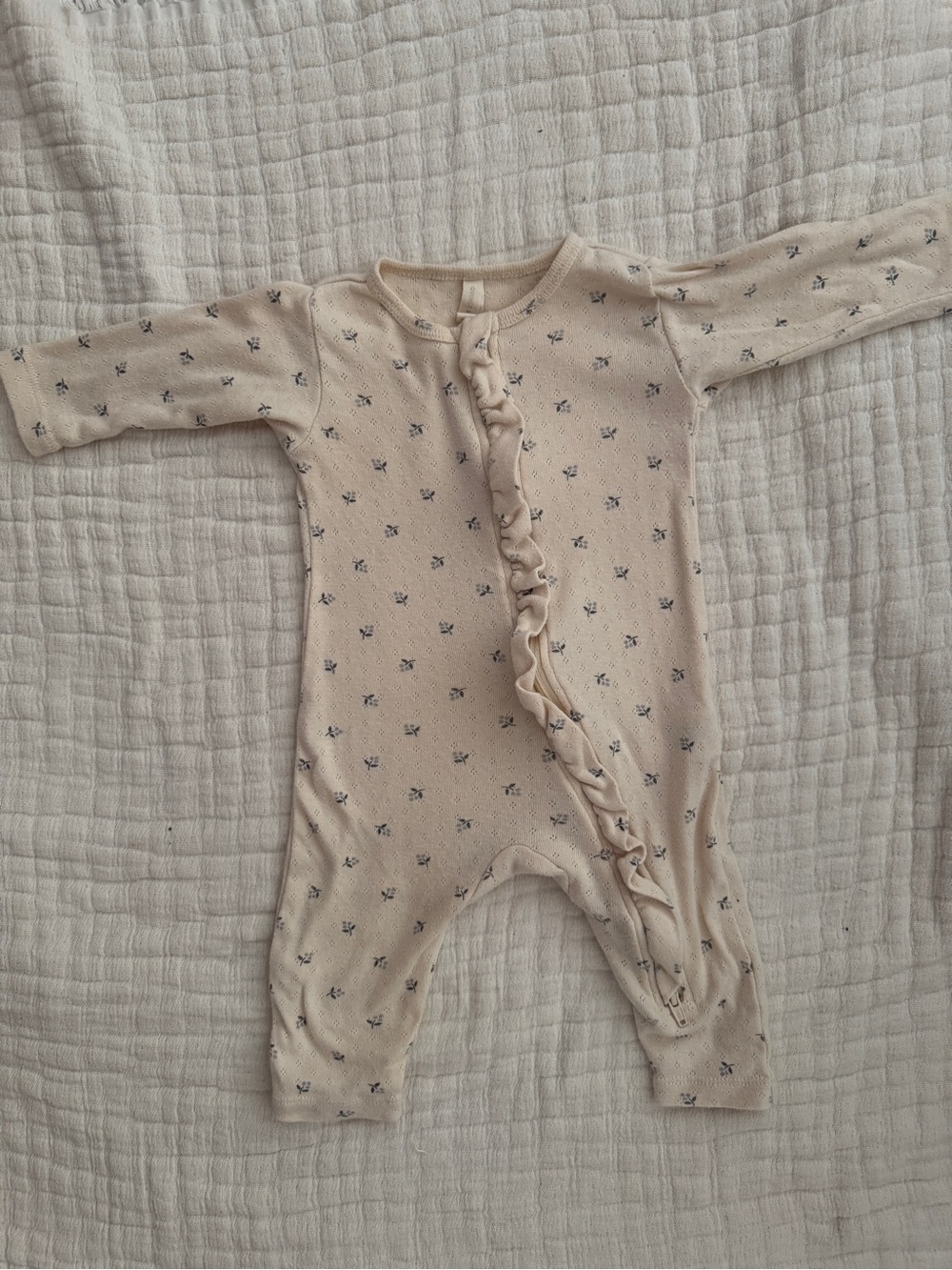 Quincy Mae Ruffle Jumpsuit Blue Ditsy